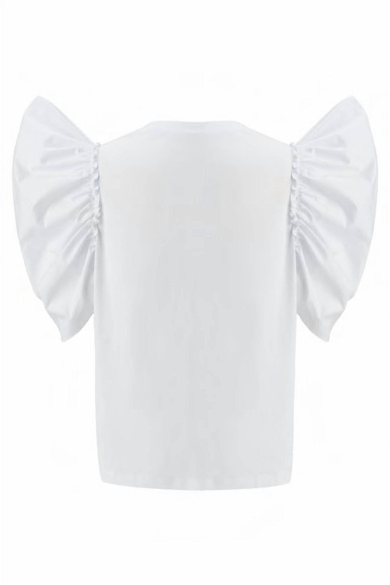 Exquise - Balloon Sleeve Crew Neck Embroidered Cotton T-shirt - clothing - cotton - patterned