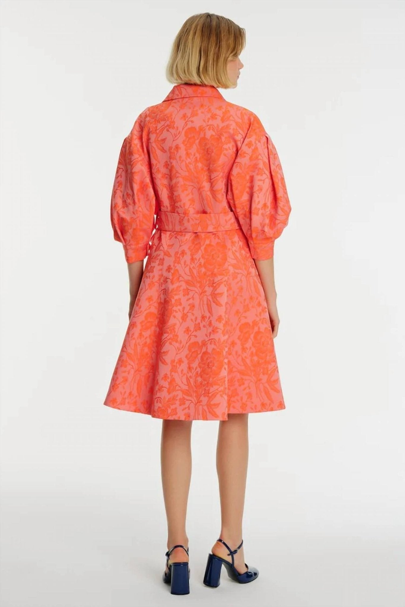 Exquise - Balloon Sleeve Floral Double Breasted Closure Dress - clothing - dresses - floral