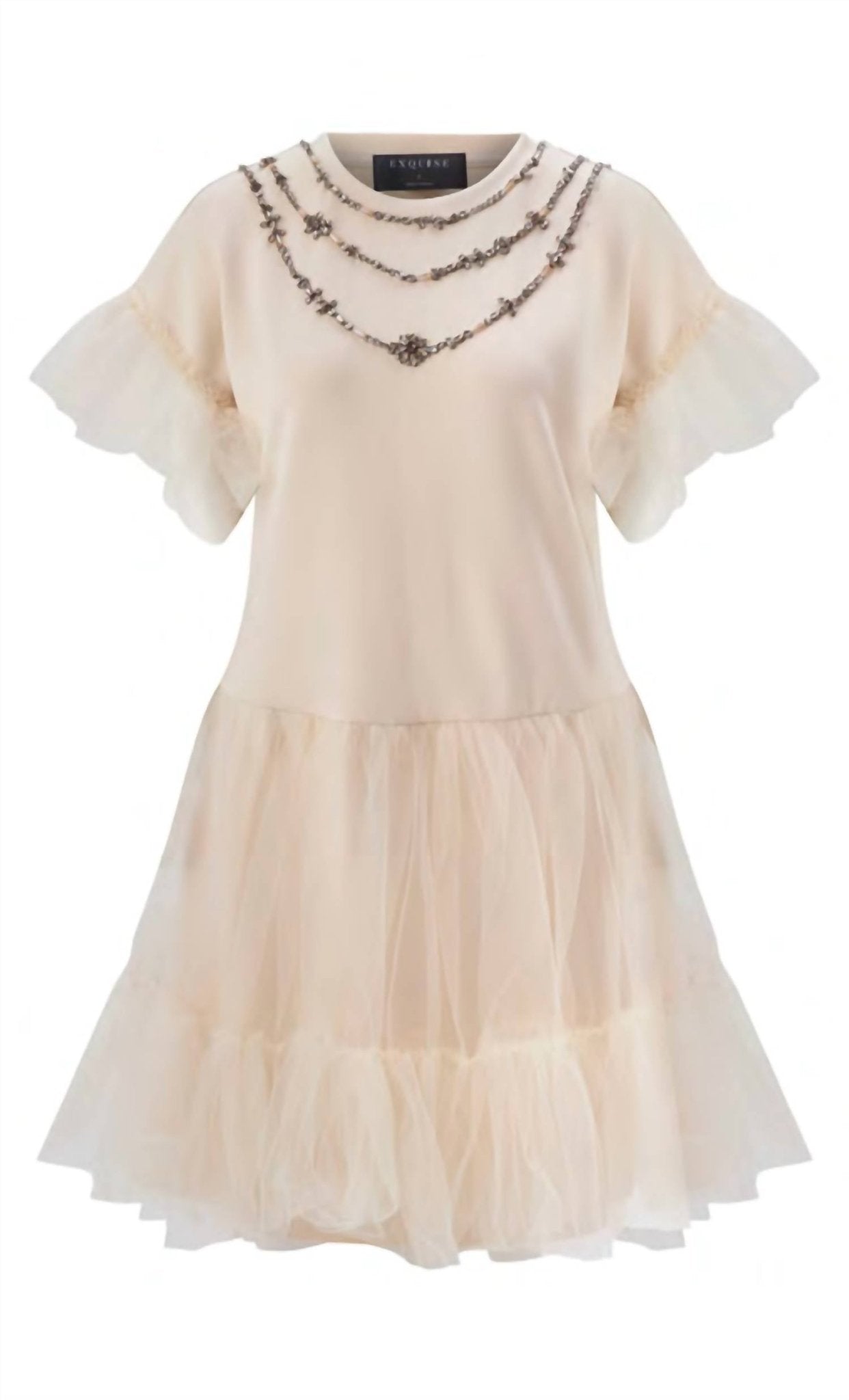 Exquise - Beaded Tulle Knitted Dress - clothing - collection:Graddresses(Auto) - dresses