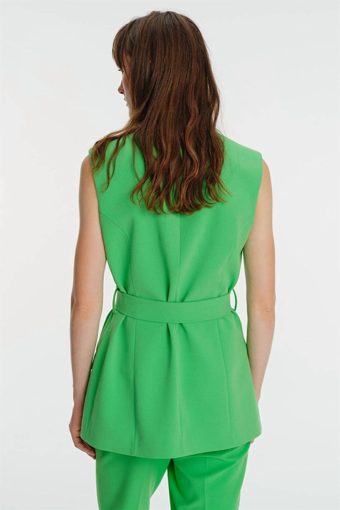 Exquise - Belted Vest - clothing - green - jackets