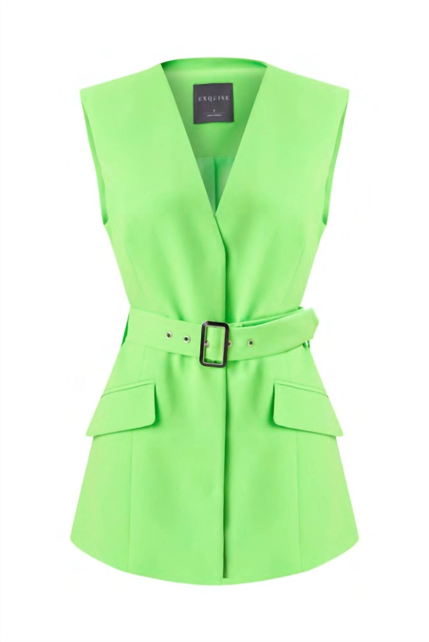 Exquise - Belted Vest - clothing - green - jackets