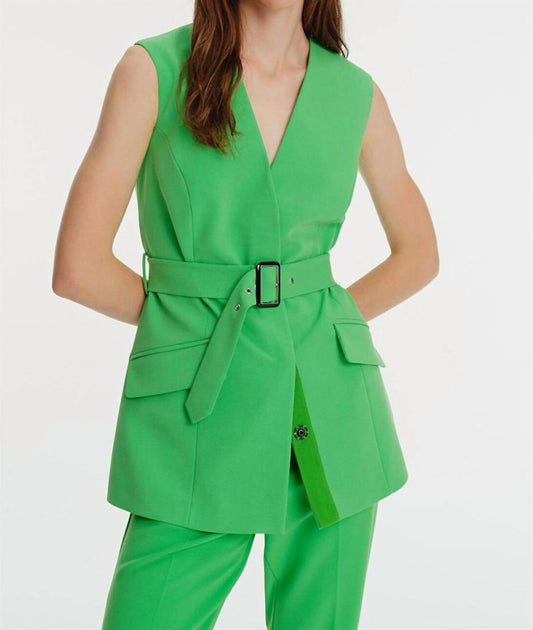 Exquise - Belted Vest - clothing - green - jackets