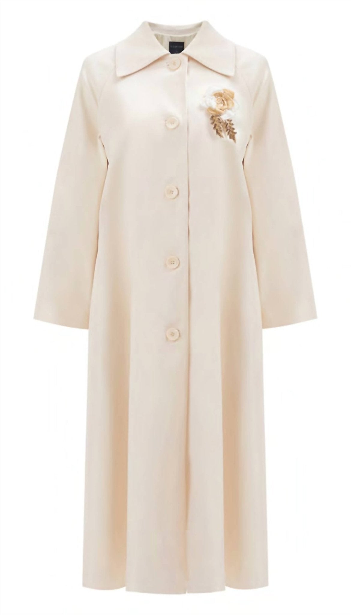 Exquise - Brooch Detailed Trench Coat - clothing - coats - floral