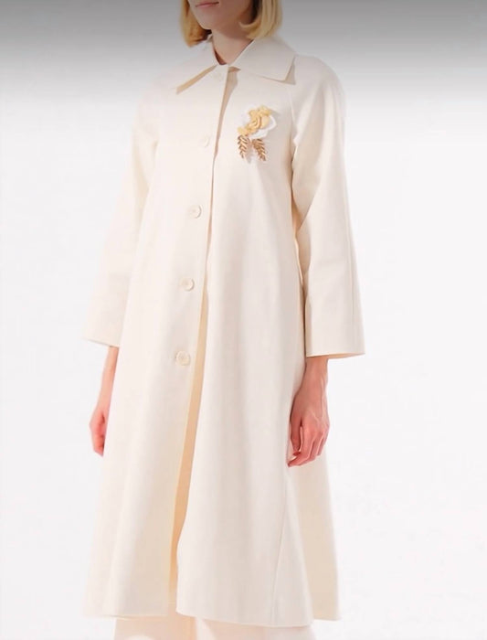 Exquise - Brooch Detailed Trench Coat - clothing - coats - floral