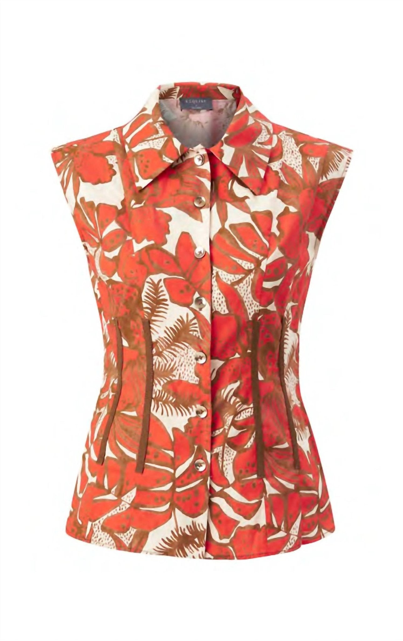 Exquise - Cap Sleeve Patterned Shirt - button - down - shirts - clothing - cotton