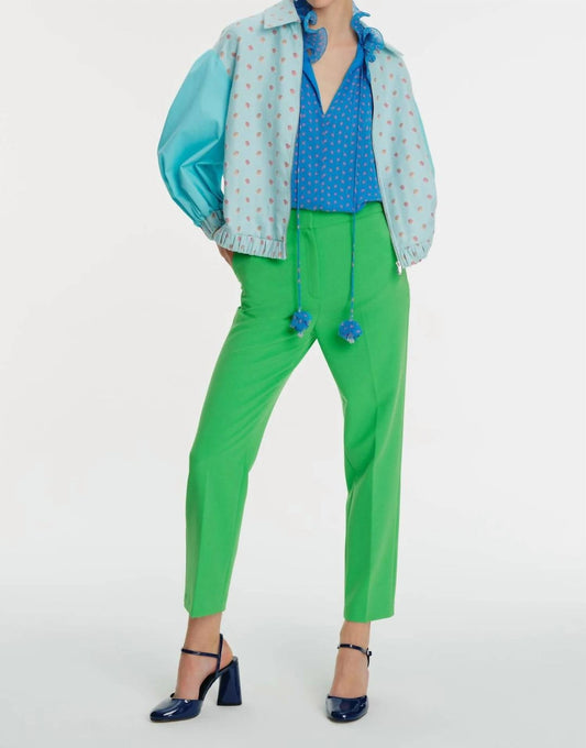 Exquise - Cigarette Pants With Back Belt Detail - clothing - green - pants