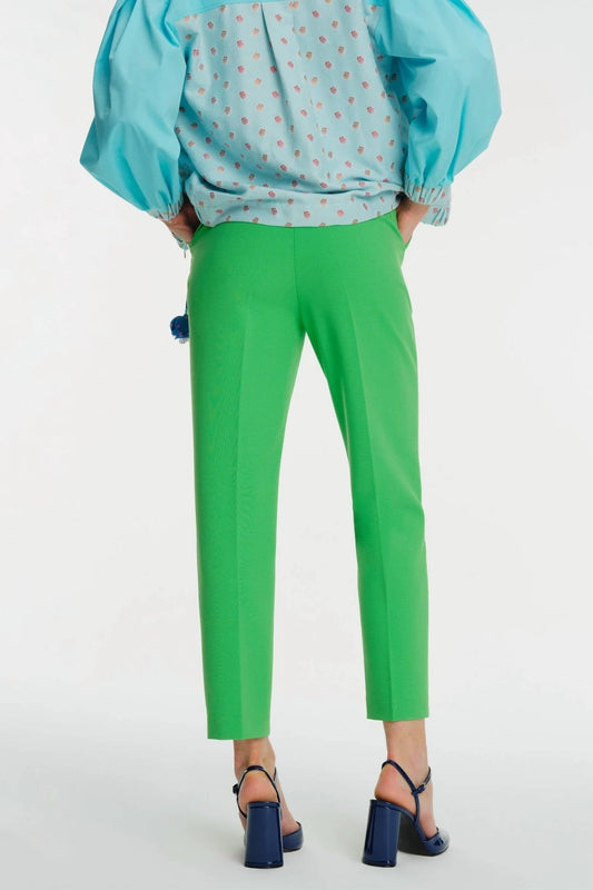 Exquise - Cigarette Pants With Back Belt Detail - clothing - green - pants