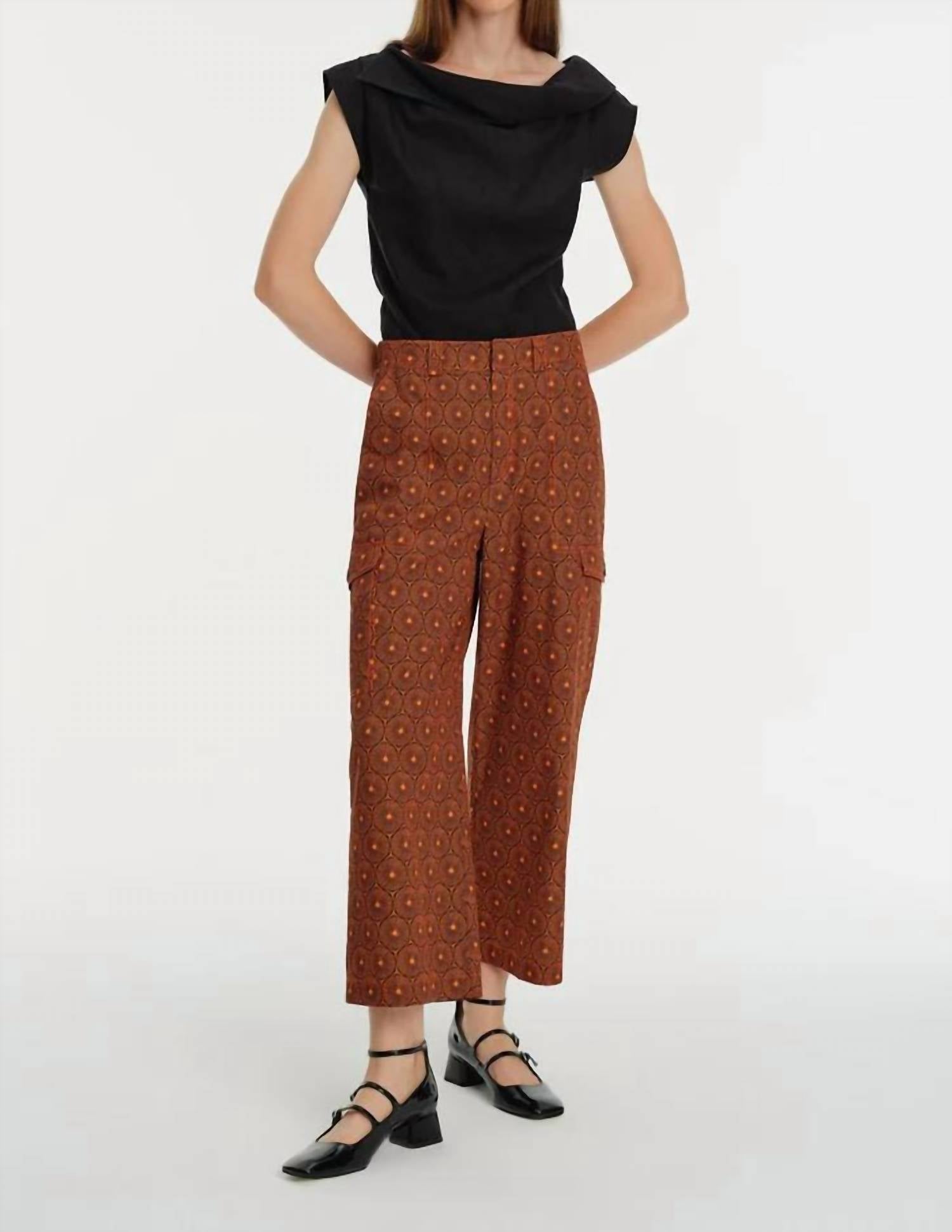 Exquise - Cotton Trousers With Stitched Detailed Cargo Pockets - brown - clothing - cotton