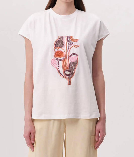 Exquise - Crew Neck Low Sleeve Embroidered Knitted Blouse - clothing - cotton - patterned