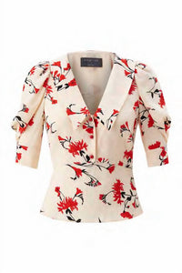 Exquise - Floral Print Viscose Blouse - beige - blouses - clothing
