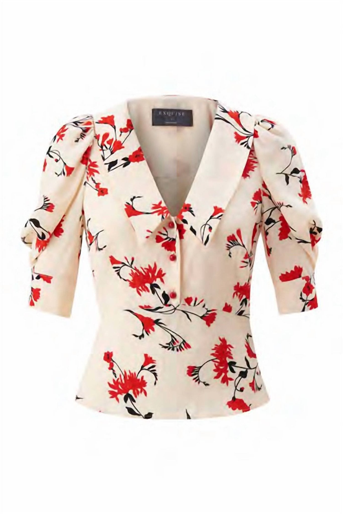 Exquise - Floral Print Viscose Blouse - beige - blouses - clothing