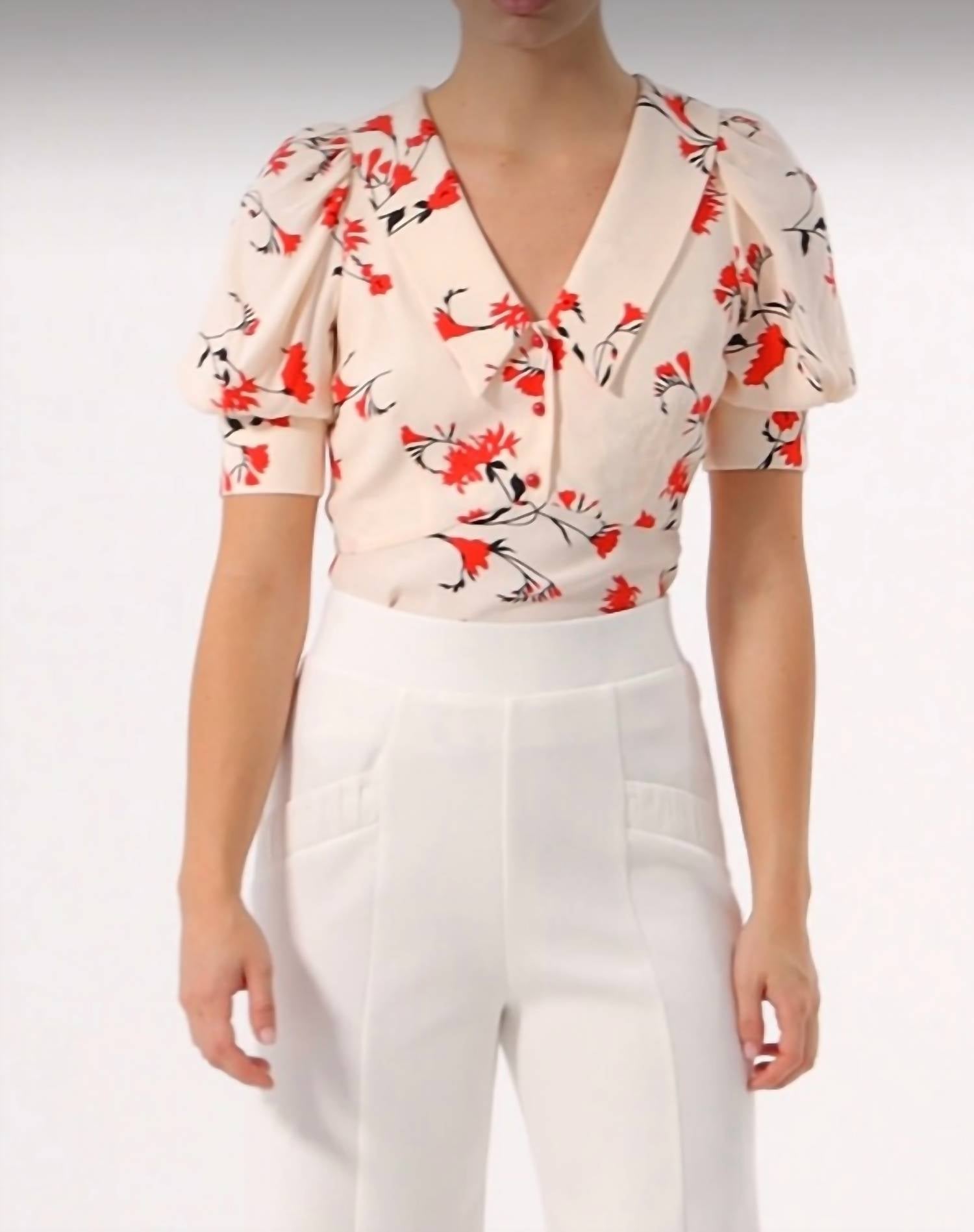 Exquise - Floral Print Viscose Blouse - beige - blouses - clothing