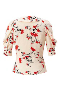 Exquise - Floral Print Viscose Blouse - beige - blouses - clothing