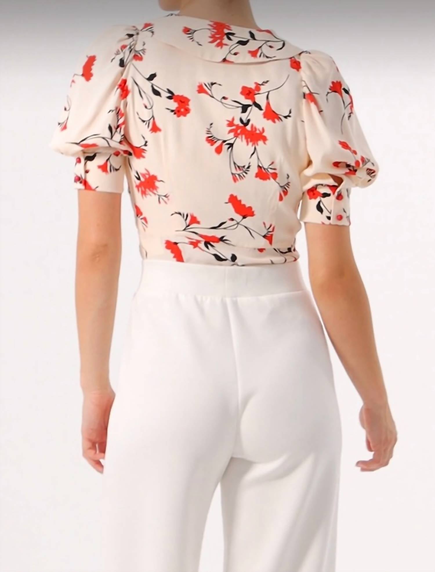 Exquise - Floral Print Viscose Blouse - beige - blouses - clothing
