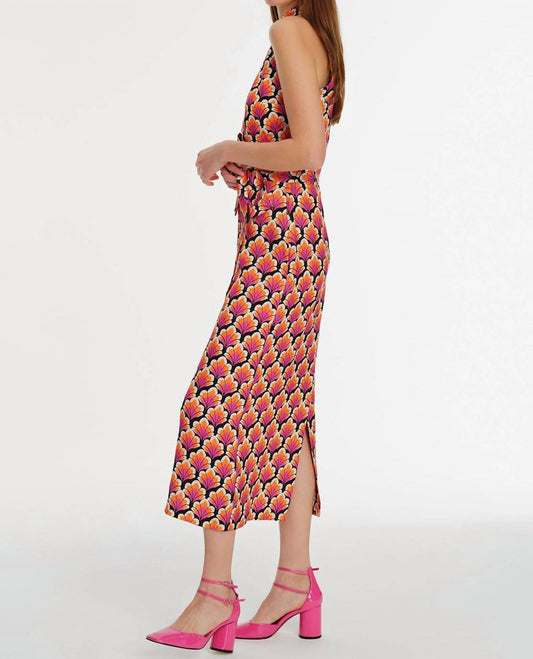 Exquise - Halter Neck Print Maxi Dress - black - clothing - dresses