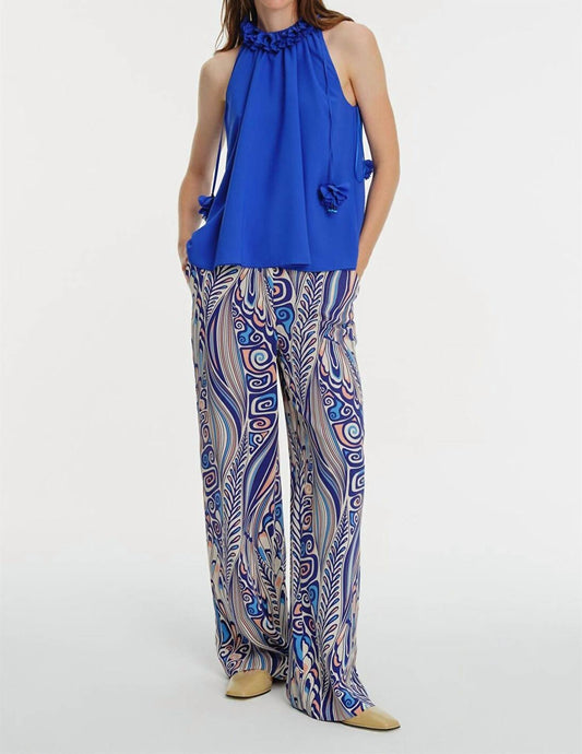 Exquise - High Neck Blouse With Tie - blouses - blue - clothing