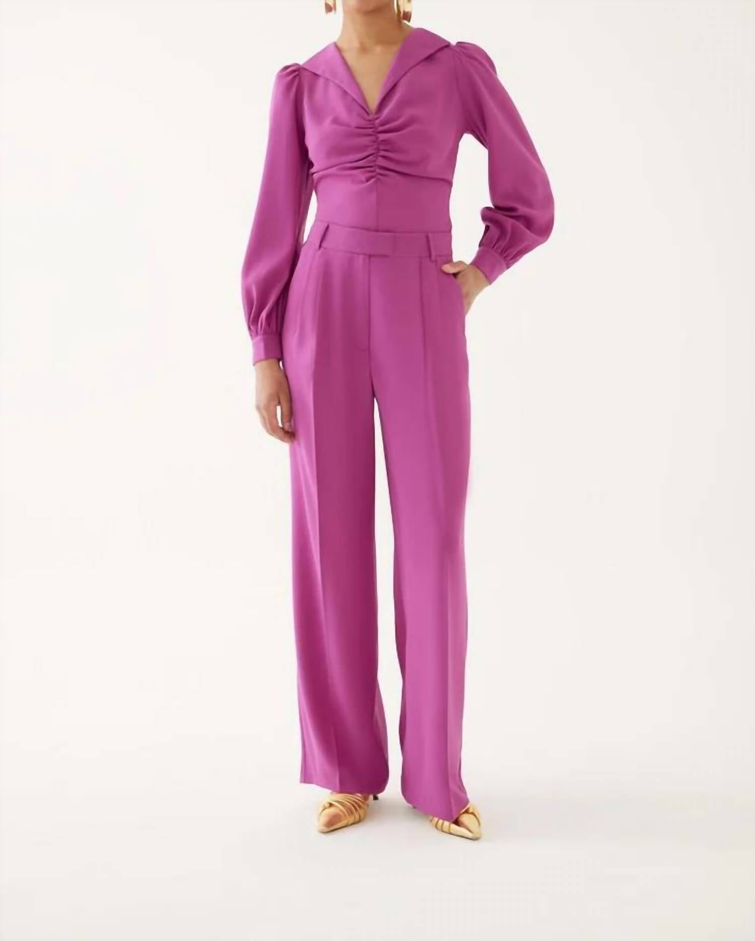 Exquise - High Waist Fabric Trousers - clothing - pants - pink