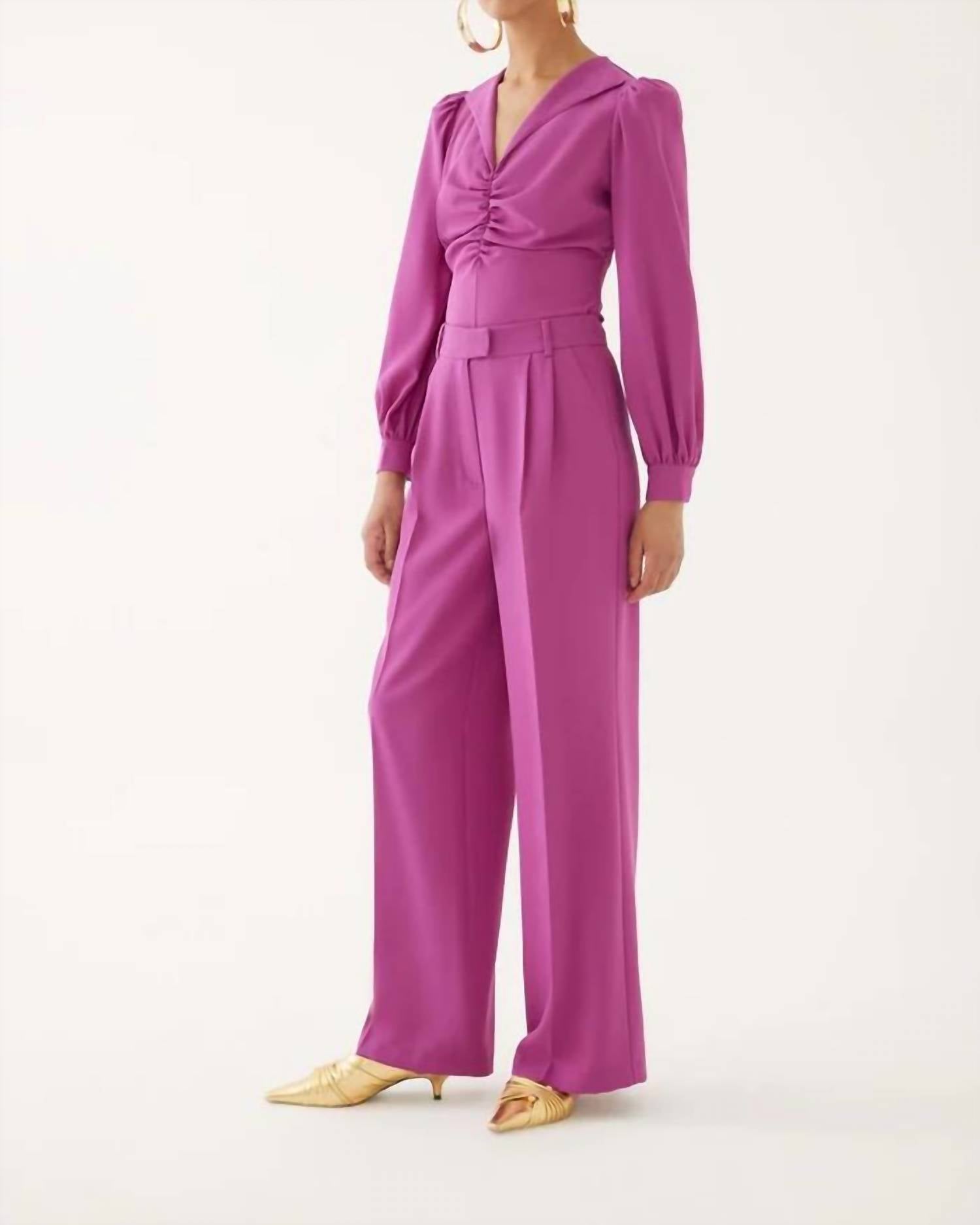 Exquise - High Waist Fabric Trousers - clothing - pants - pink