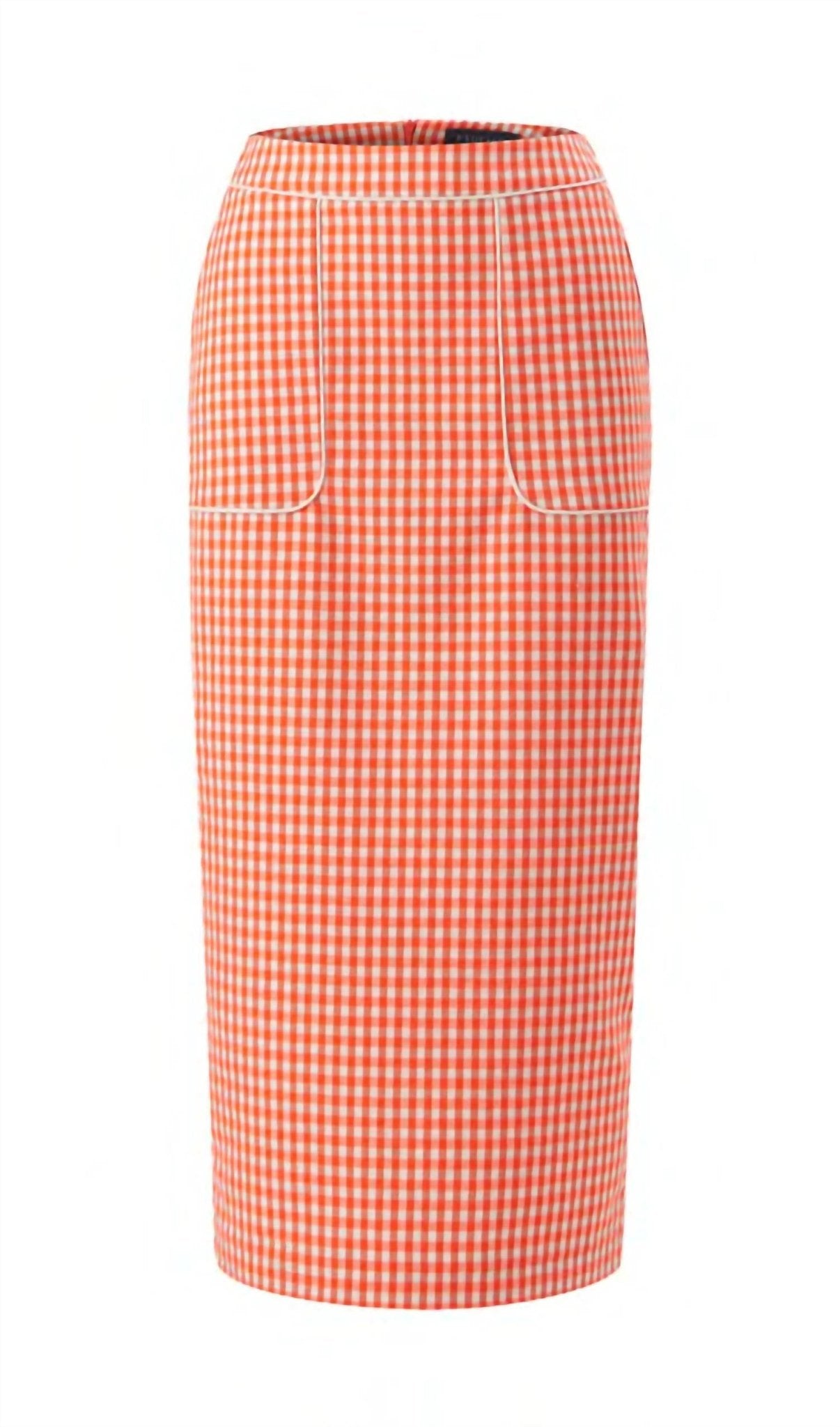 Exquise - High Waist Midi Crepe Pencil Skirt - clothing - orange - pencil