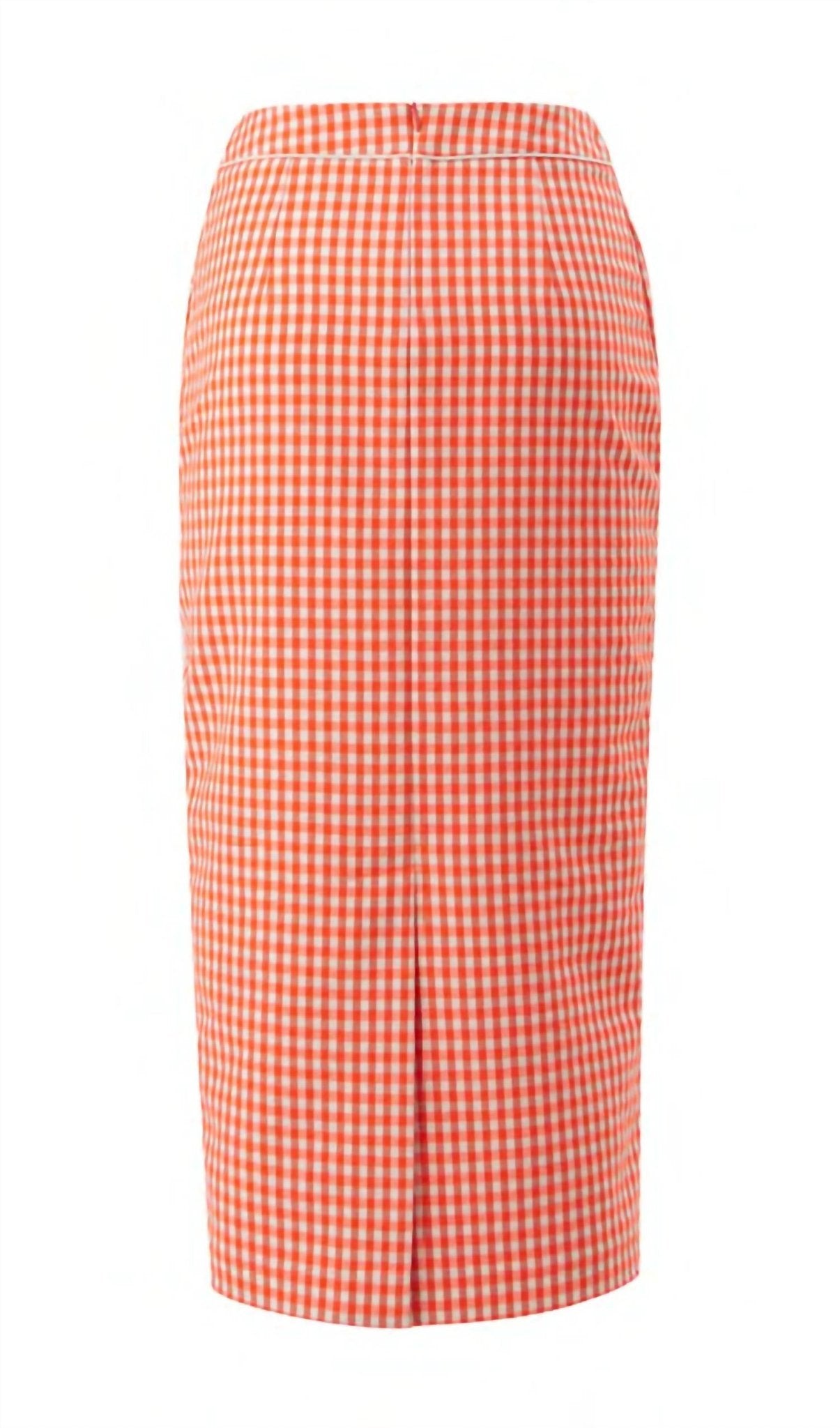 Exquise - High Waist Midi Crepe Pencil Skirt - clothing - orange - pencil
