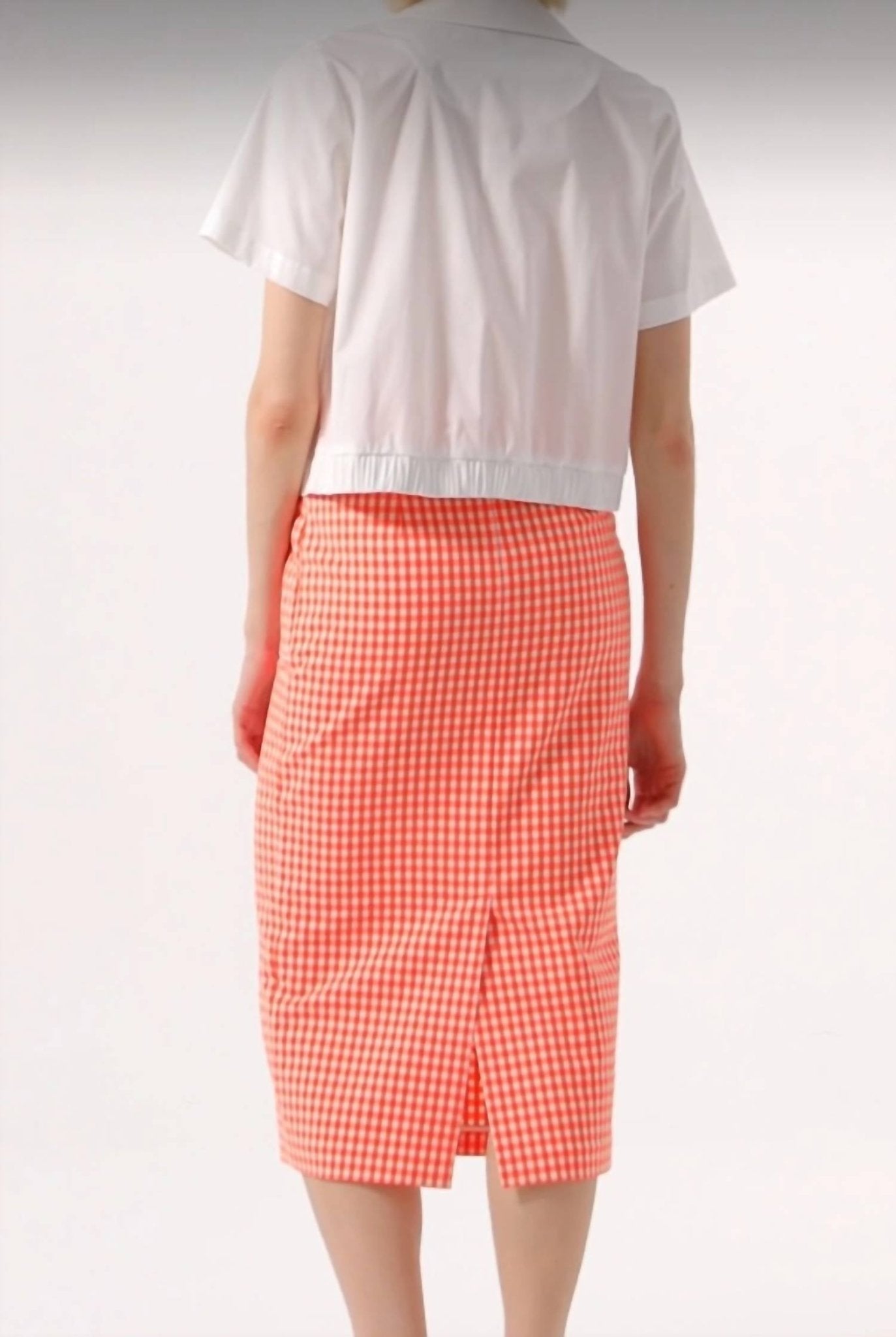 Exquise - High Waist Midi Crepe Pencil Skirt - clothing - orange - pencil