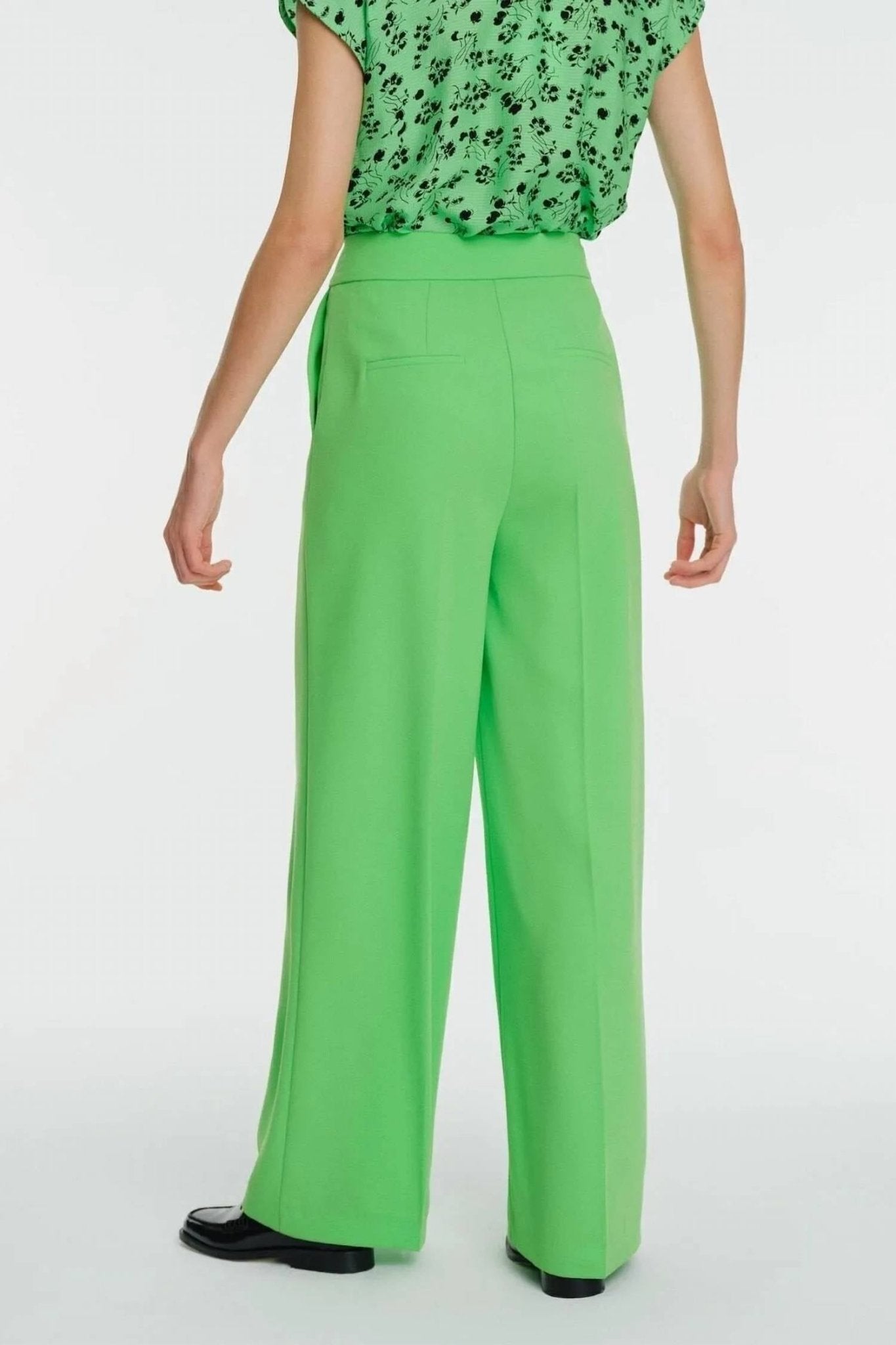 Exquise - High Waist Wide Leg Crepe Trousers - clothing - green - pants