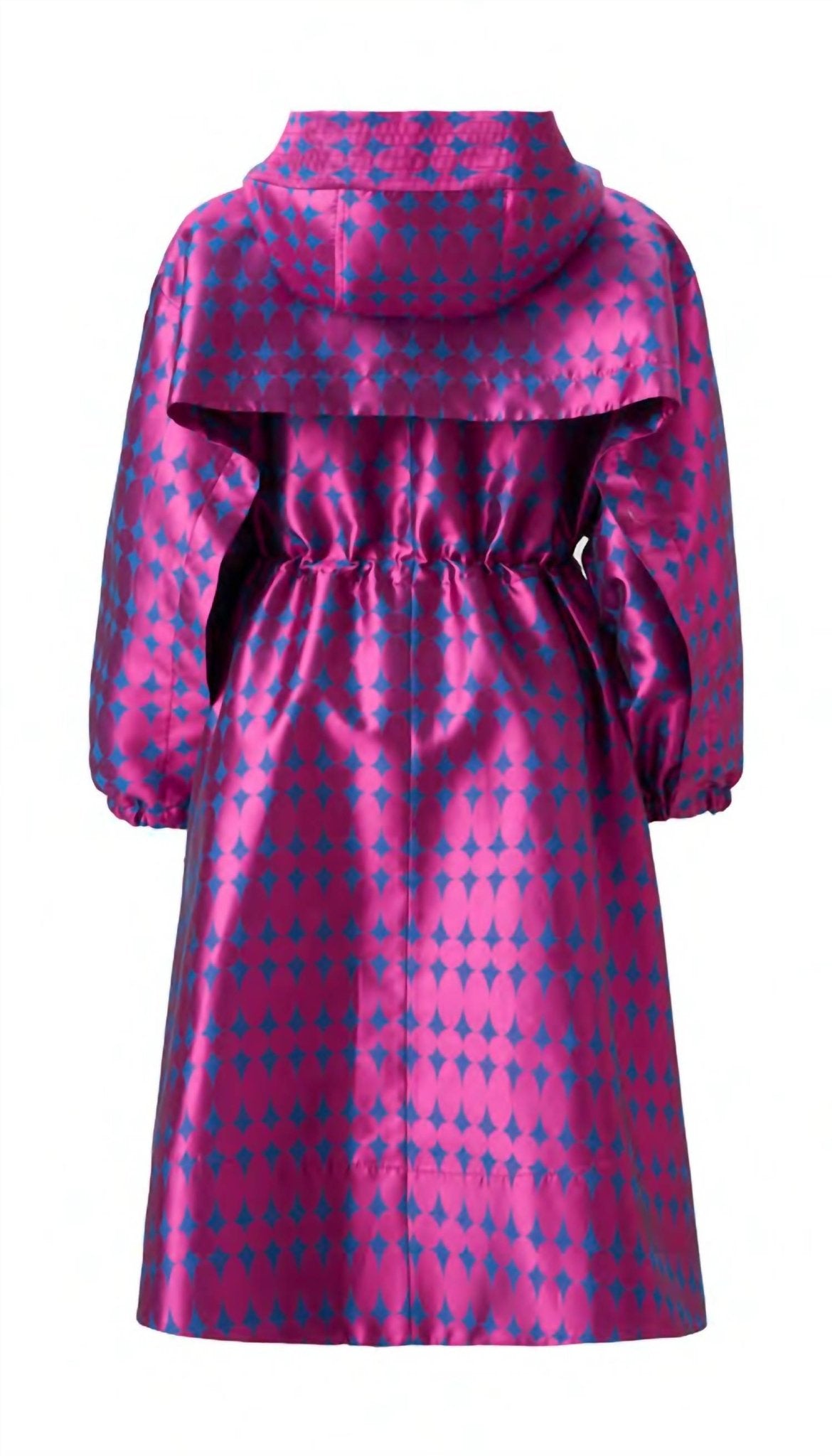 Exquise - Hooded Waist Adjustable Jacquard Trench Coat - clothing - coats - geometric