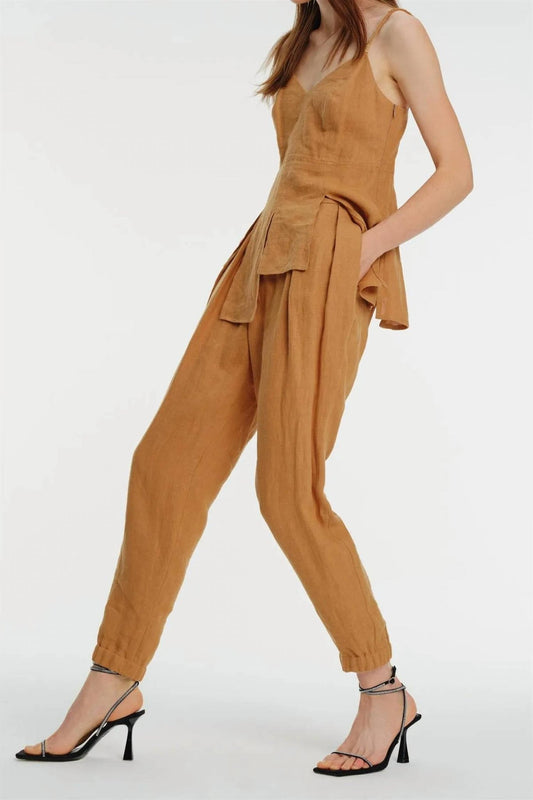 Exquise - Linen Jogger Pants - brown - clothing - joggers