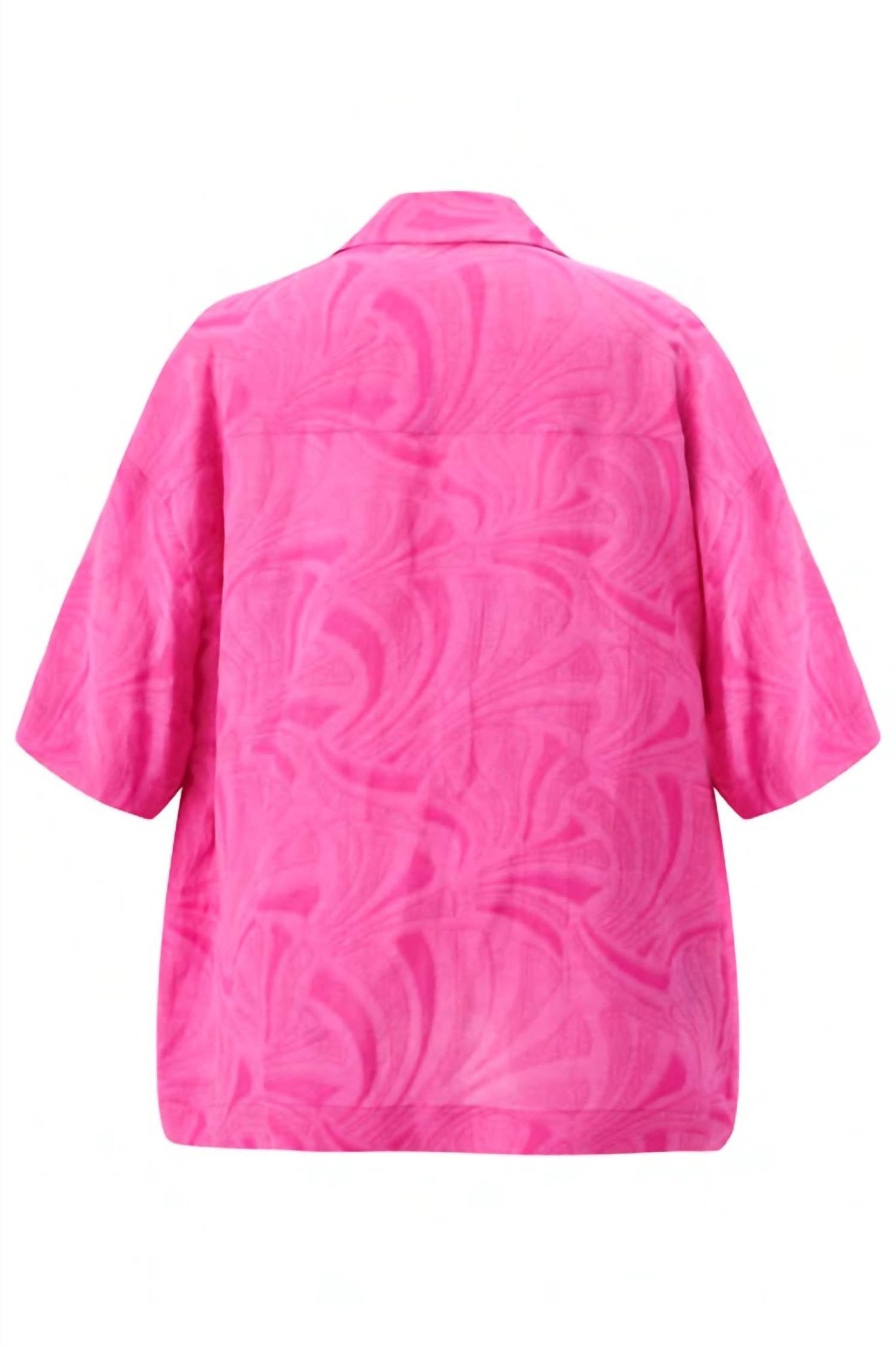 Exquise - Low Sleeve Straight Cut Jacquard Shirt - button - down - shirts - clothing - pink