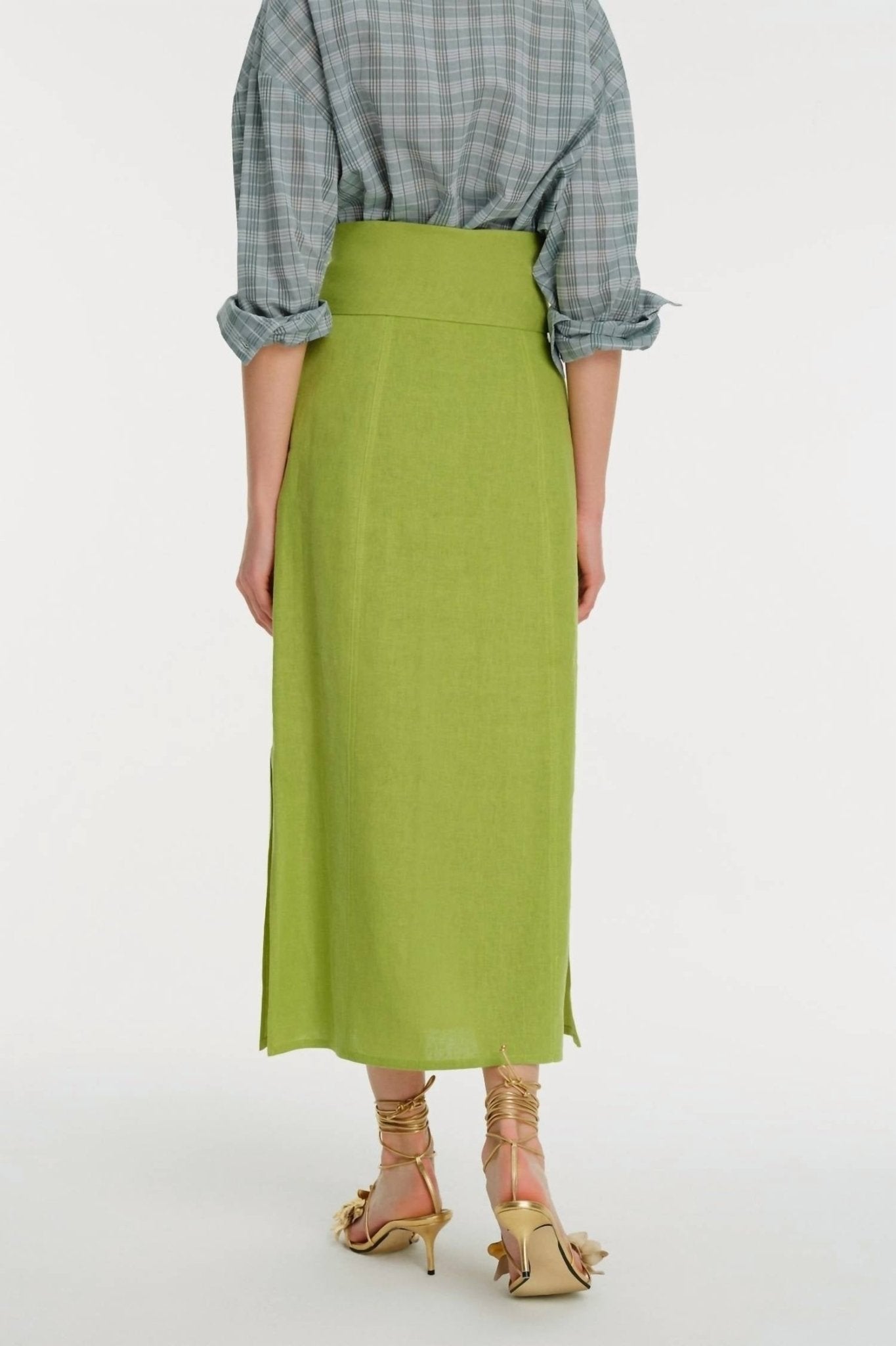 Exquise - Midi Length Linen Skirt - clothing - green - knee - length - skirts