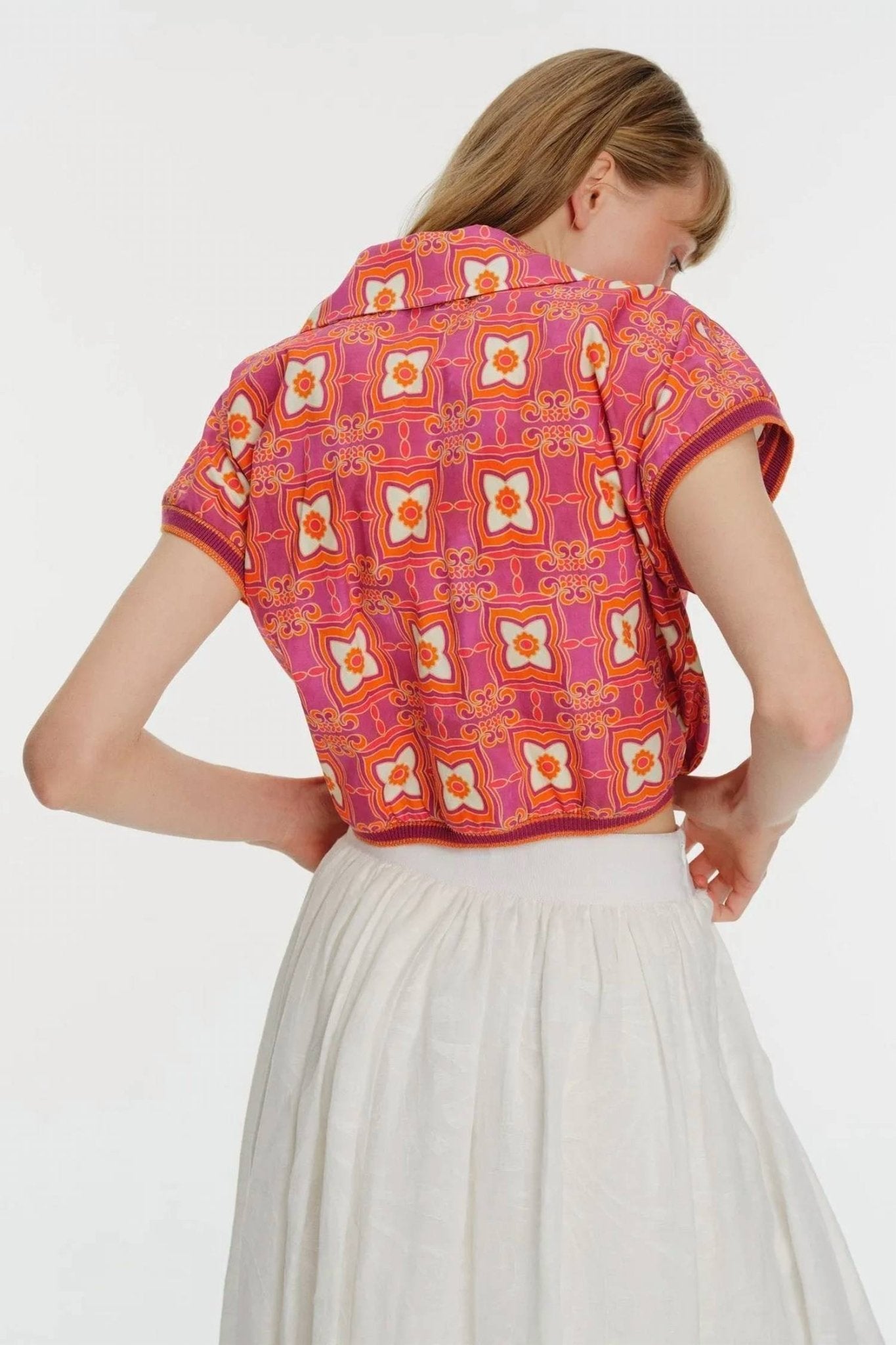 Exquise - Patterned Low Sleeve Shirt - button - down - shirts - clothing - cotton