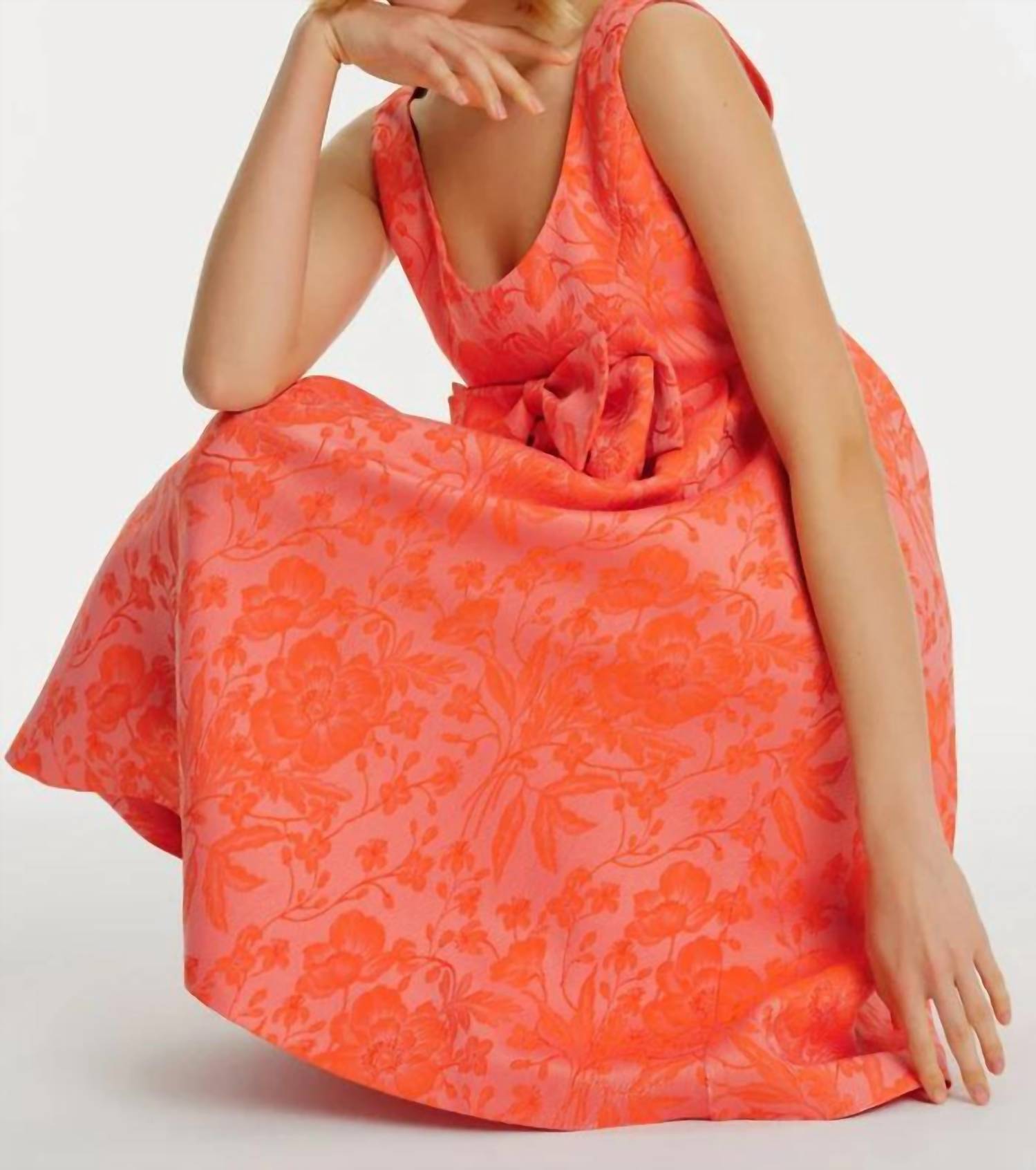 Exquise - Pleated Dress With Floral Pattern And Bow Detail - clothing - collection:vacationdresses(Auto) - dresses