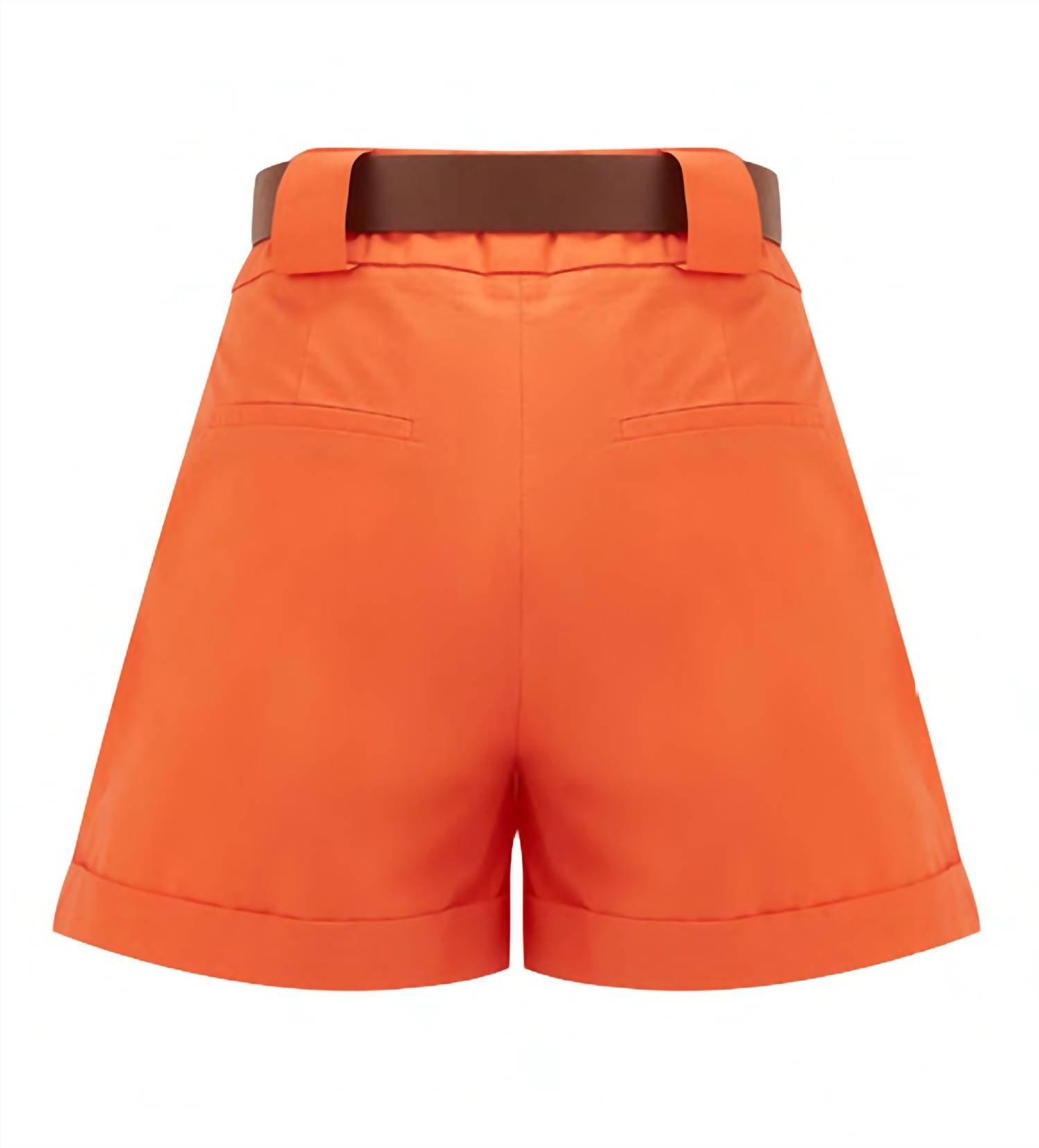 Exquise - Pleated Poplin Shorts With Belt Detail - clothing - cotton - high - waist