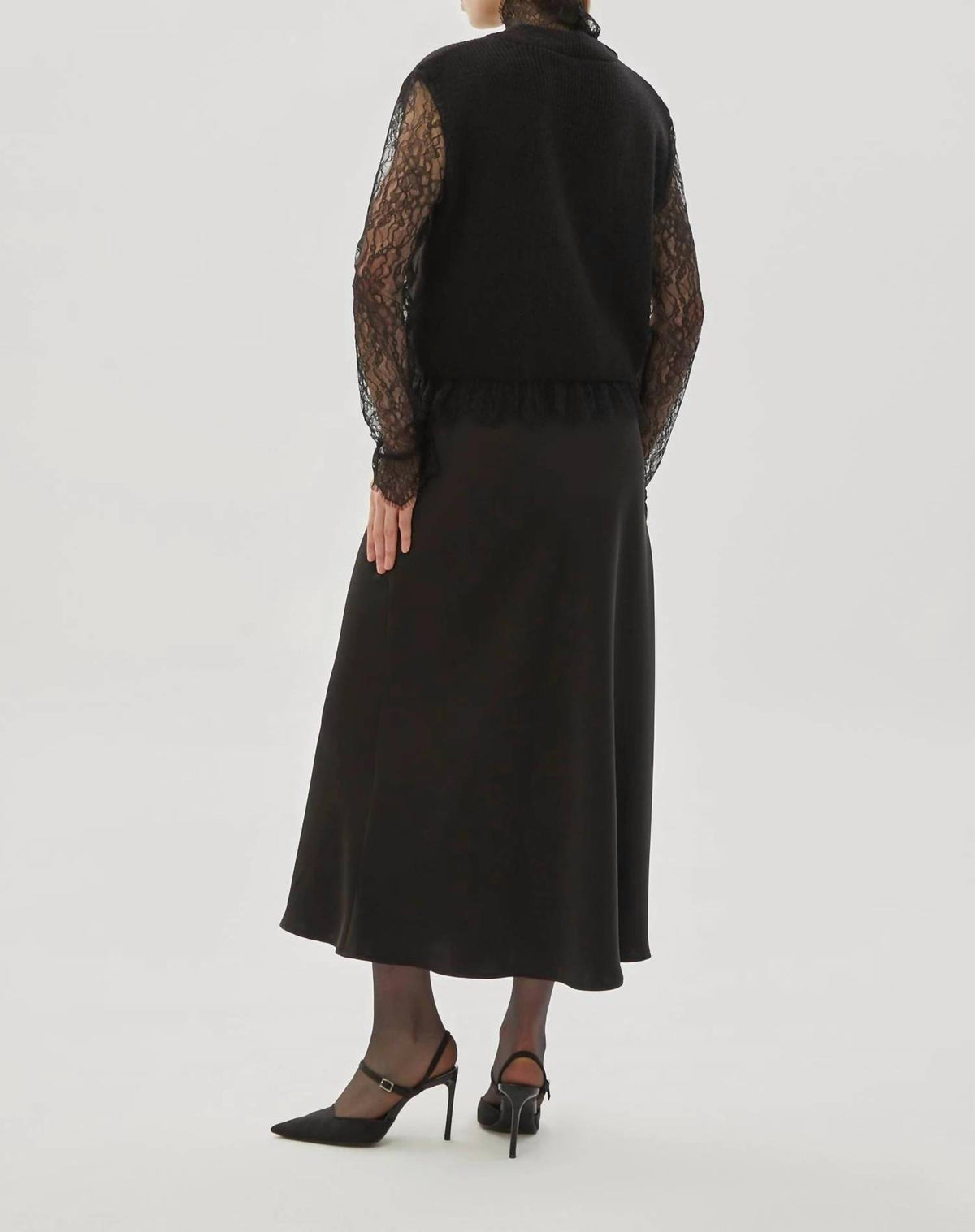 Exquise - Regular Drawstring Satin Midi Skirt