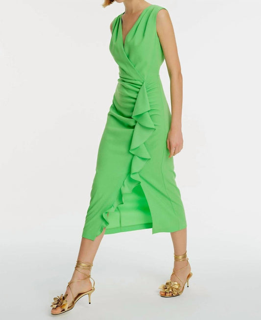 Exquise - Ruffle Front Sleeveless Dress - clothing - dresses - green