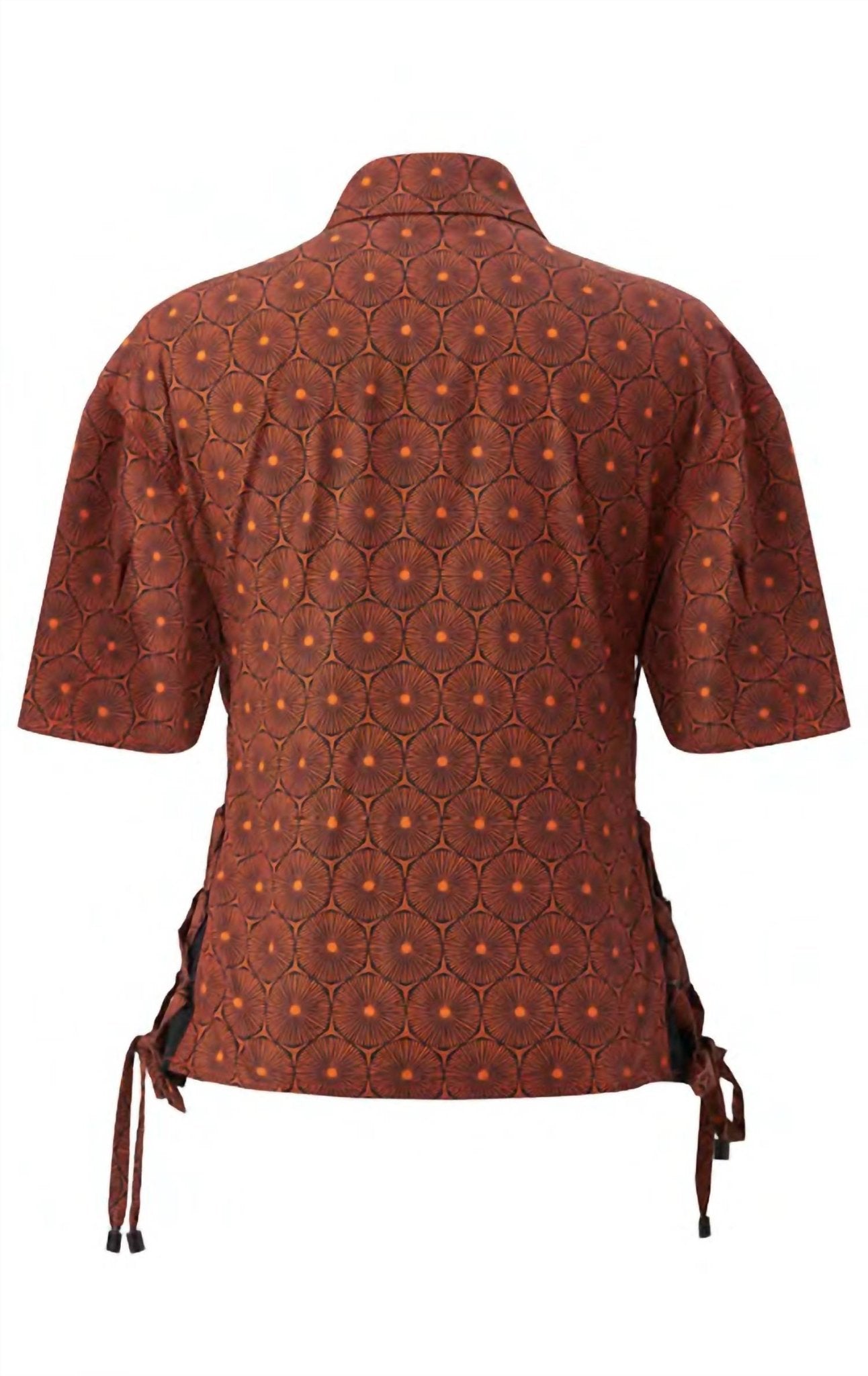 Exquise - Short Sleeve Patterned Shirt - brown - button - down - shirts - clothing