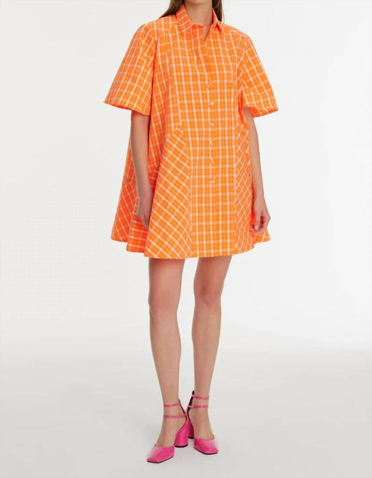 Exquise - Short Sleeve Plaid Mini Shirt Dress - clothing - cotton - blend - dresses