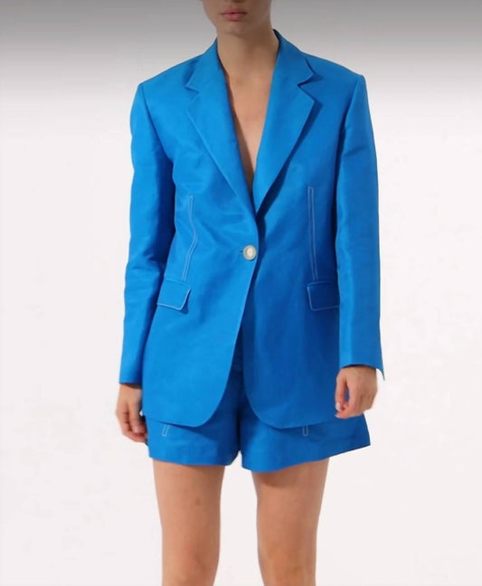 Exquise - Single Breasted Lined Blazer - blazers - blue - clothing
