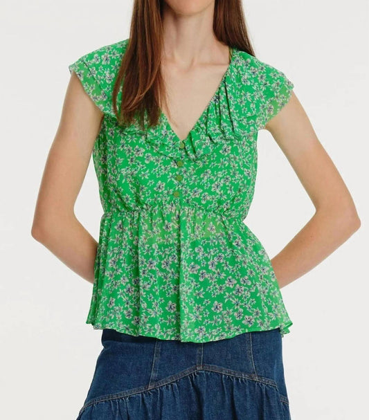 Exquise - V Neck Patterned Sleeveless Blouse - blouses - clothing - floral