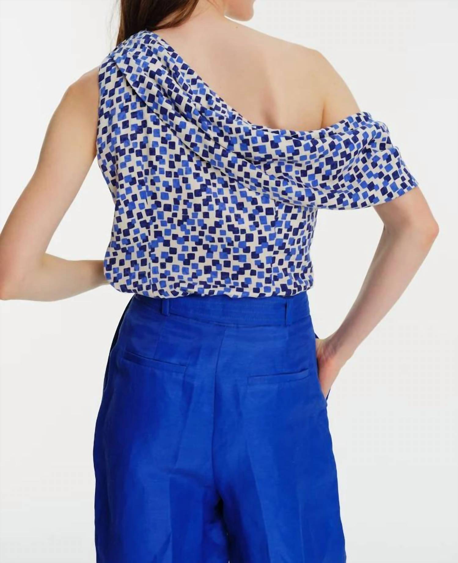 Exquise - Wide Leg Linen Blend Pants - blue - clothing - linen - blend