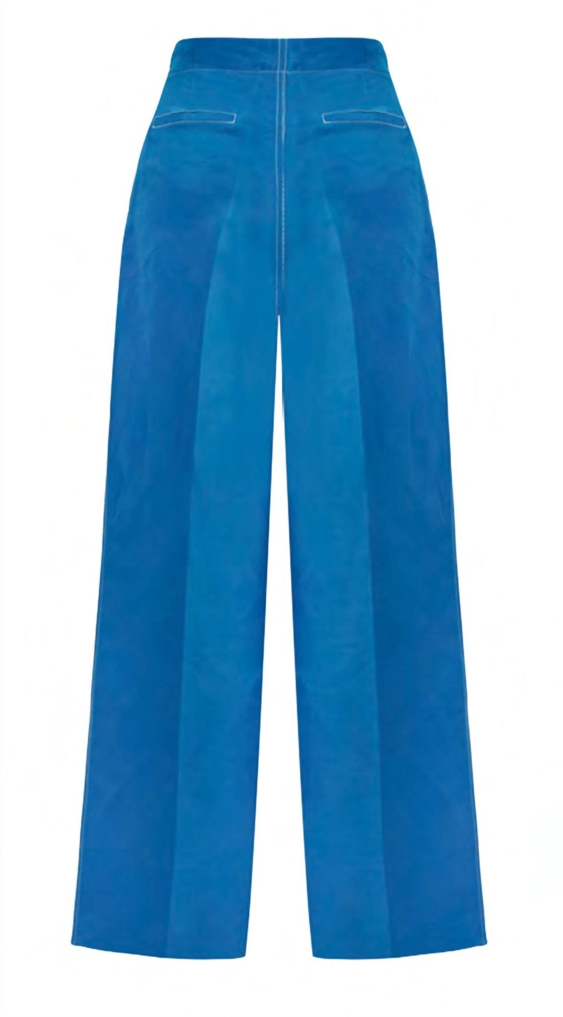 Exquise - Wide Leg Trousers With Stitching Details - blue - clothing - linen - blend