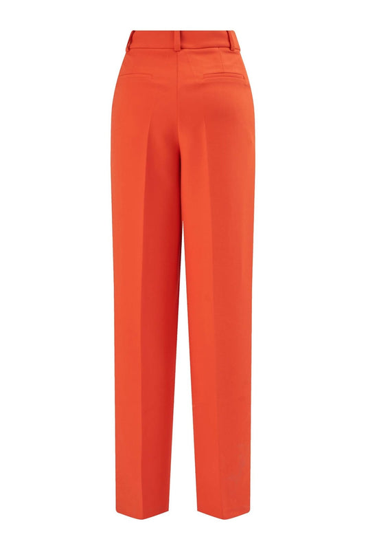 Exquise - Women's High Waist Straight Cut Trouser - clothing - orange - pants