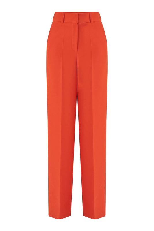 Exquise - Women's High Waist Straight Cut Trouser - clothing - orange - pants