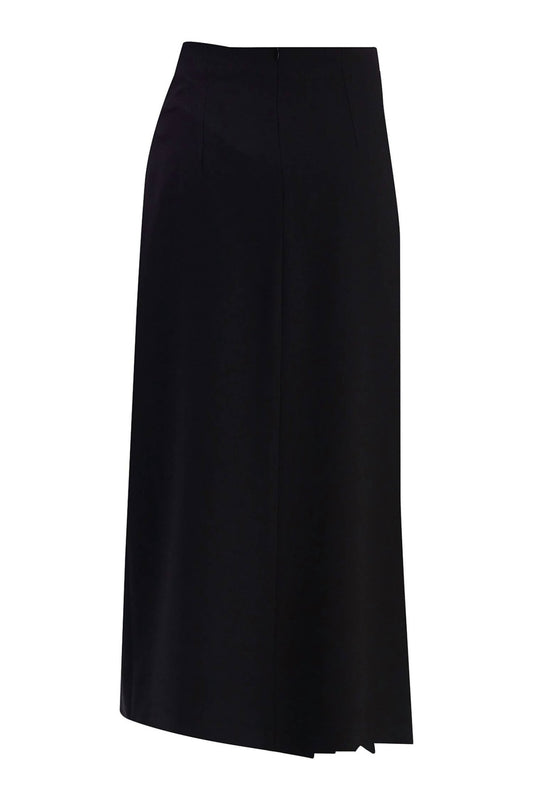 Exquise - Women's Ruched Pleated Side Skirt - black - clothing - knee - length - skirts