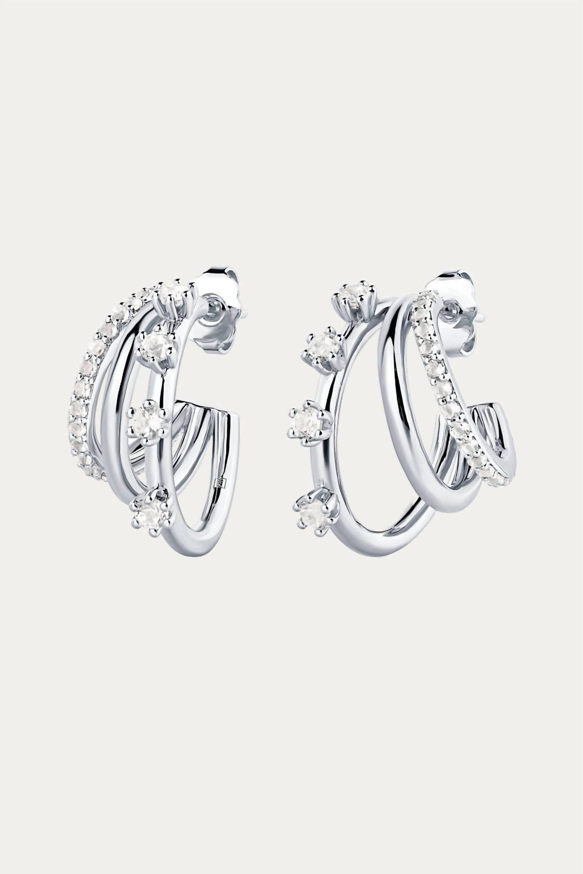 TRIPLE THREAT GEMSTONE HOOPS