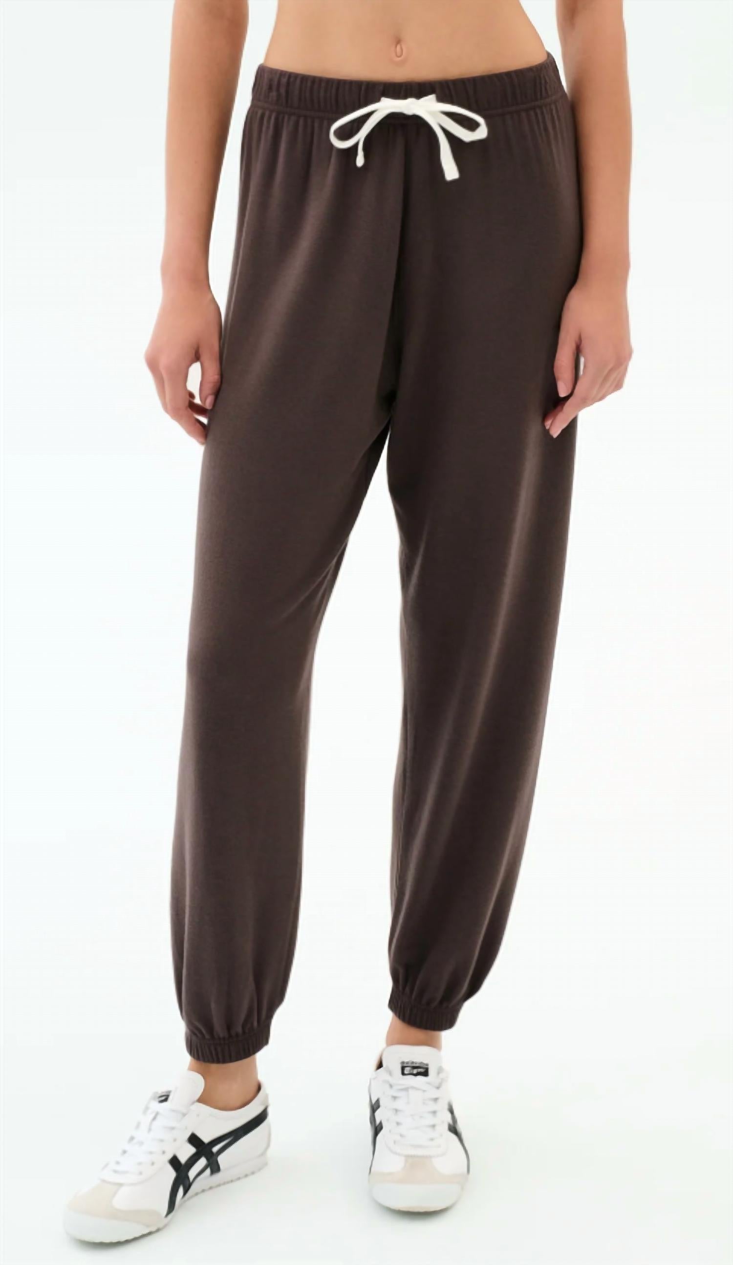 SPLITS59 Andie Fleece Sweatpant in dark chocolate - women's pants
