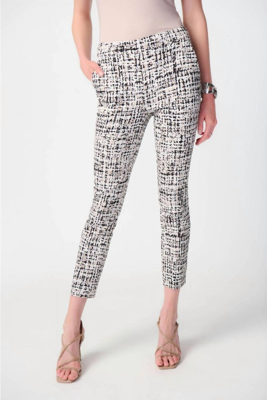 Joseph Ribkoff - Check Print Pull On Slim Cropped Ankle Pant