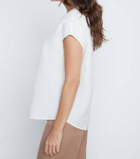 Renuar Blush Breeze Linen Top in creme - women's blouse - detail view