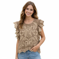 Thml - Flutter Sleeve Embroidery Detail Top
