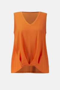 Joseph Ribkoff V Neck Pleated Front Top in orange - women's tank top - view 5